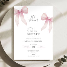 Invitation à la baby shower pour les jumelles rose