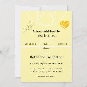 Invitation à la baby shower pour un bébé jaune jou