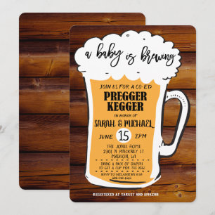 Invitation à la Baby Shower Pregger Kegger Beer