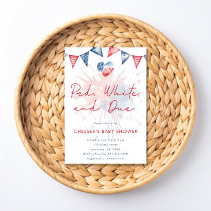 Invitation à la baby shower Red White & Due