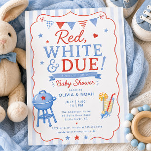 Invitation à la Baby Shower Red White & Due BBQ