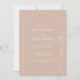 Invitation à la baby shower Rose au trait