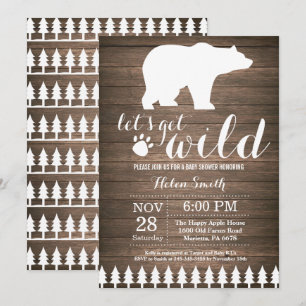 Invitation à la baby shower rustique ours polaire 