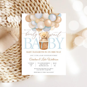 Invitation à la baby shower Teddy Bear Balloon