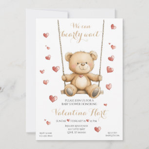 Invitation à la Baby Shower Teddy Bear Hearts