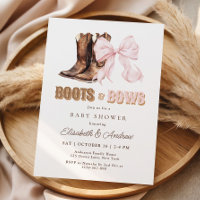 Invitation à la baby shower TWIN Boots & Bows