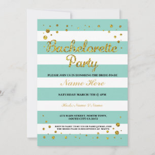 Invitation à la Bachelorette Party Mint Green Stri