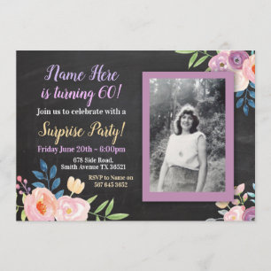 Invitation à la calque photo de Fleur violet anniv
