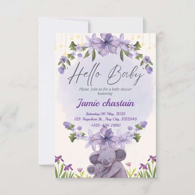 invitation à la carte de Baby shower animal (Devant)