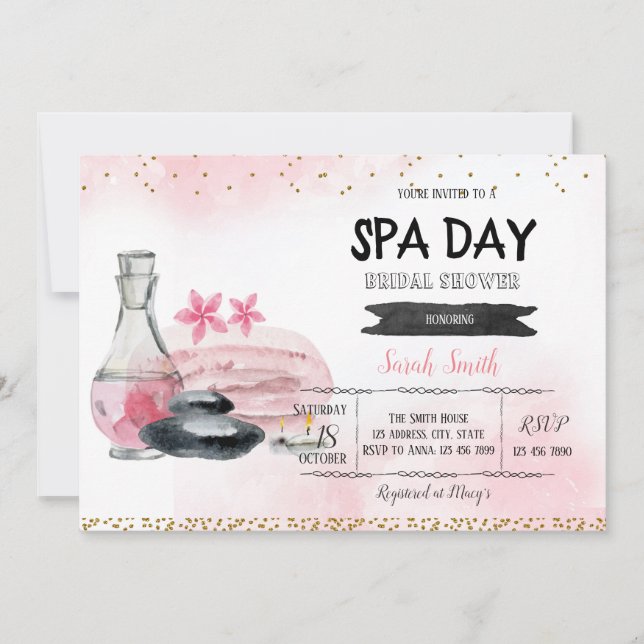 Invitation à la carte de douche de Spa (Devant)