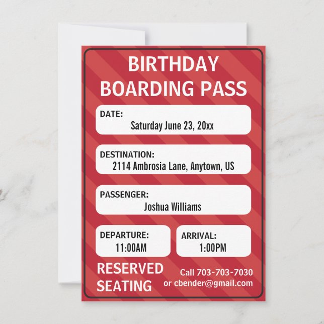 Invitation à la carte d'embarquement pour enfants (Devant)