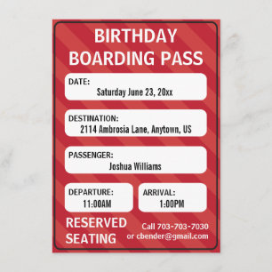 Invitation à la carte d'embarquement pour enfants
