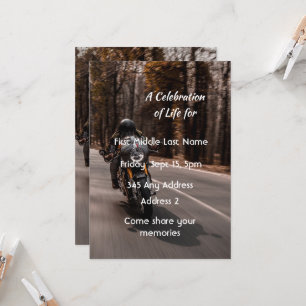 Invitation à la célébration de la vie Motocycliste