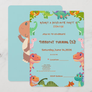 Invitation à la célébration Dino-Mite Bi personn