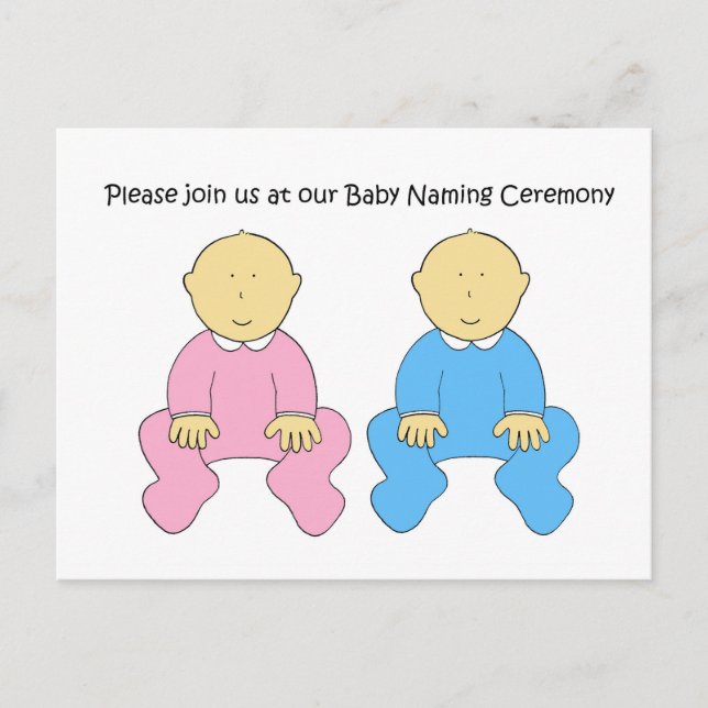 Invitation à la cérémonie de baptême Twins Baby. (Devant)