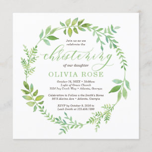 Invitation à la cérémonie de baptême verte, BOHO