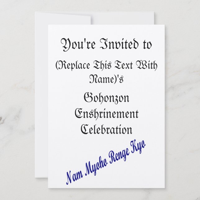 Invitation à la cérémonie de conscription de SGI G (Devant)