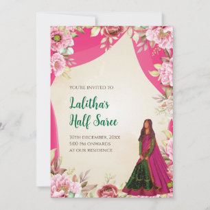 Invitation à la cérémonie de demi-Saree en tant qu