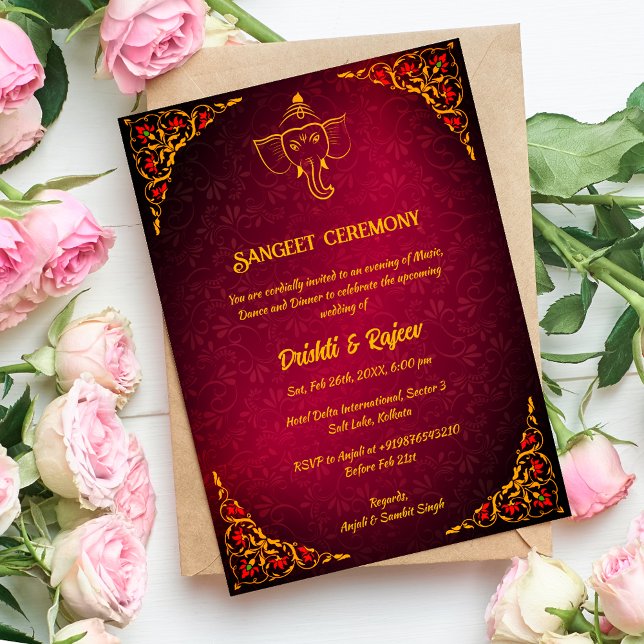Invitation à la cérémonie de la sangeet avant-Mari (Créateur téléchargé)