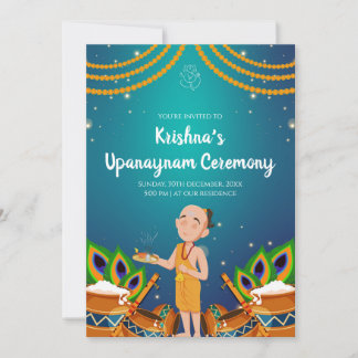 Invitation à la cérémonie du fil d'Upanayanam