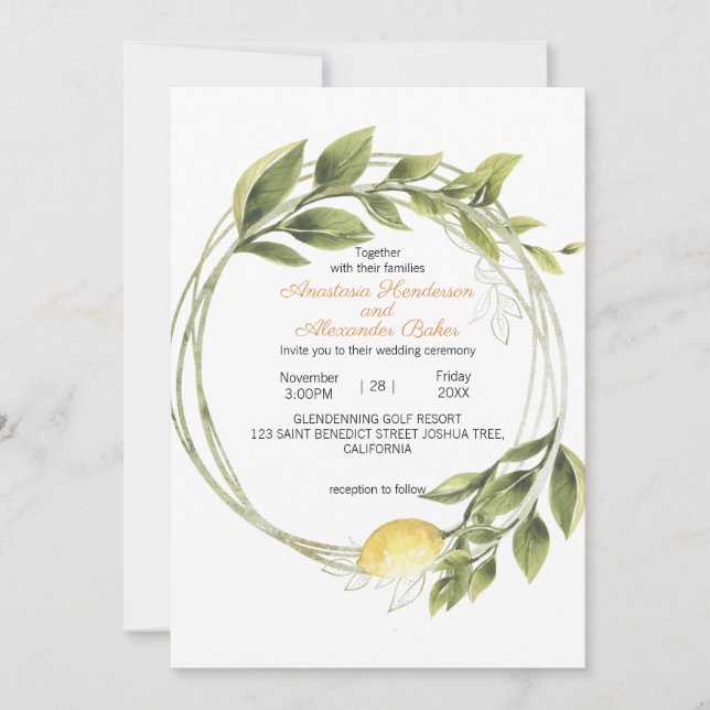Invitation à la cérémonie du mariage. (Devant)