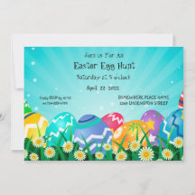 Invitation à la chasse aux oeufs - Amusants et fes