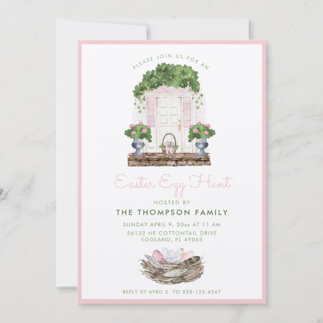 Invitation à la chasse aux oeufs de Pâques (Devant)