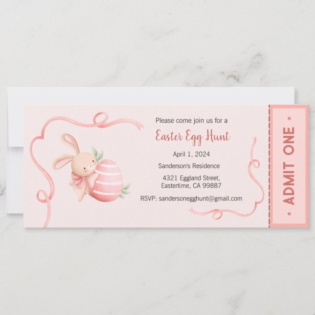 Invitation à la chasse aux oeufs de Pâques, fête d (Devant)