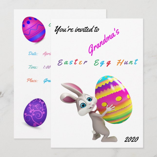 Invitation à la chasse aux oeufs de Pâques - Perso (Devant / Derrière)