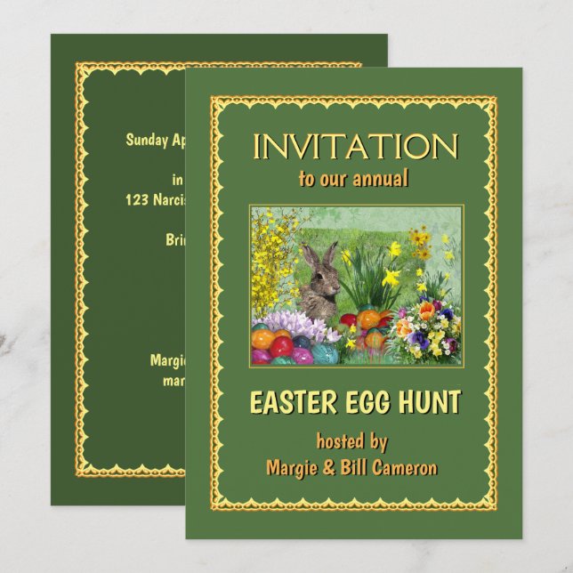Invitation à la chasse aux oeufs de Pâques (person (Devant / Derrière)