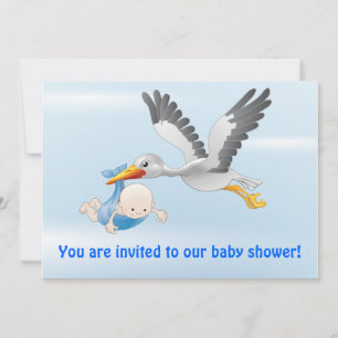 invitation à la cigogne et au bébé (garçon)