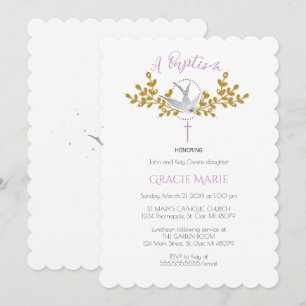 Invitation à la colombe et au baptême croisé {Girl