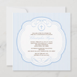 Invitation à la communion de garçon de Croix Bleue