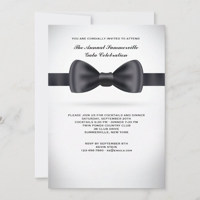 Invitation à la Cravate Black Silk Bow (Devant)