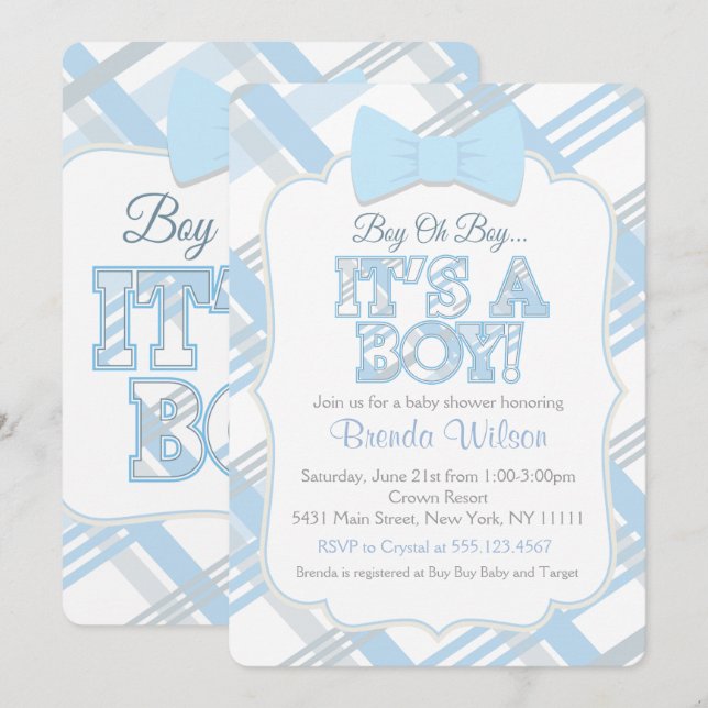 Invitation à la Cravate de fond et au Baby shower  (Devant / Derrière)