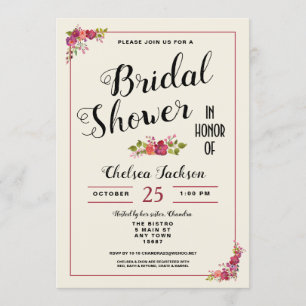 Invitation à la crème de Fêtes des mariées florale