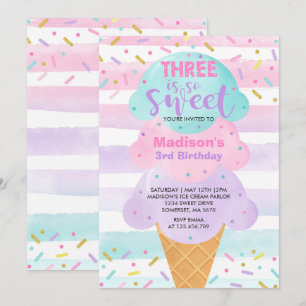 Invitation à la crème glacée 3 ans, c'est joli 3 a