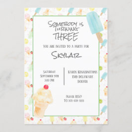 Invitation à la crème glacée pour le troisième ann