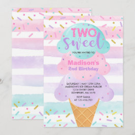 Invitation à la crème glacée Two Sweet 2e annivers