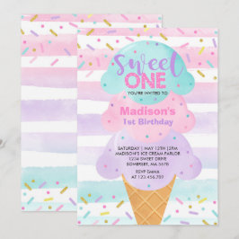 Invitation à la crème glacée Un 1er anniversaire