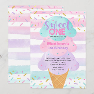 Invitation à la crème glacée Un 1er anniversaire