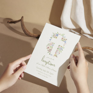 Invitation à la croix florale - Pastel doux