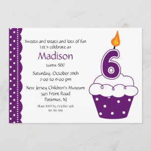 Invitation à la Cupcake pour le 6e anniversaire