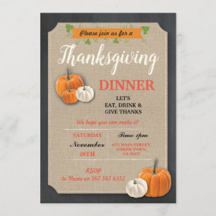 Invitation à la dinde de Thanksgiving dans un styl