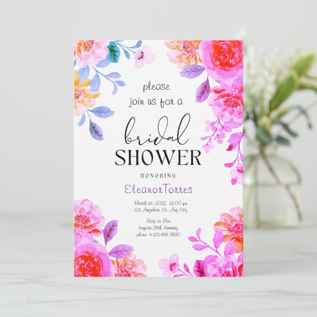 Invitation à la douche à nuptiale à fleurs de saum (Debout devant)