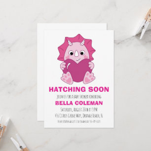 invitation à la douche bébé dinosaure rose