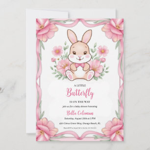 invitation à la douche bébé rose floral