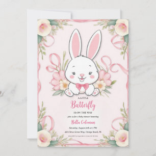 invitation à la douche bébé rose floral