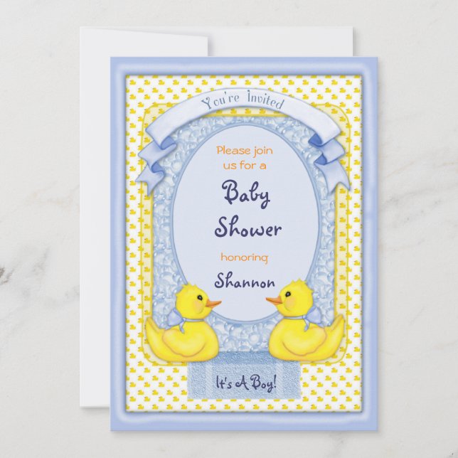 Invitation à la douche bleue en caoutchouc Ducky (Devant)