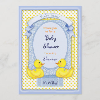 Invitation à la douche bleue en caoutchouc Ducky